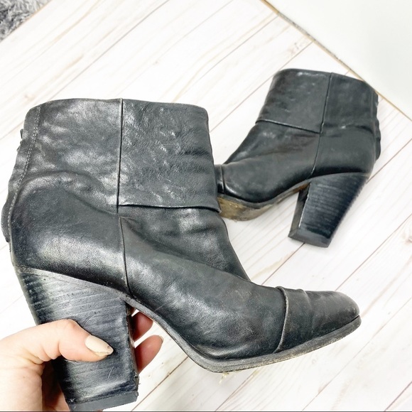 Rag & Bone Women's Black Newbury Leather Block Heel Ankle Bootie - Picture 16 of 16